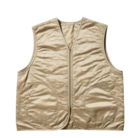 POL Women's S/M Quilted Satin Vest Champagne Gold Oversized NWOT - Picture 2 of 10